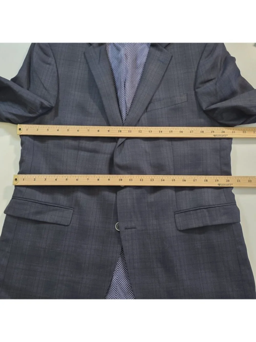 SAND Copenhagen Wool Blazer 52IT 42R Navy Plaid Soul Zignone Italian Fabric Edgy
